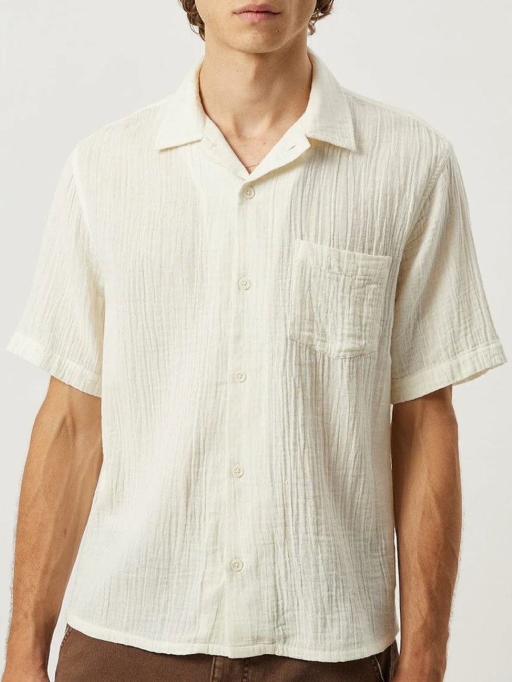 Corridor Men's Natural Short-Sleeve Button-Up Shirt